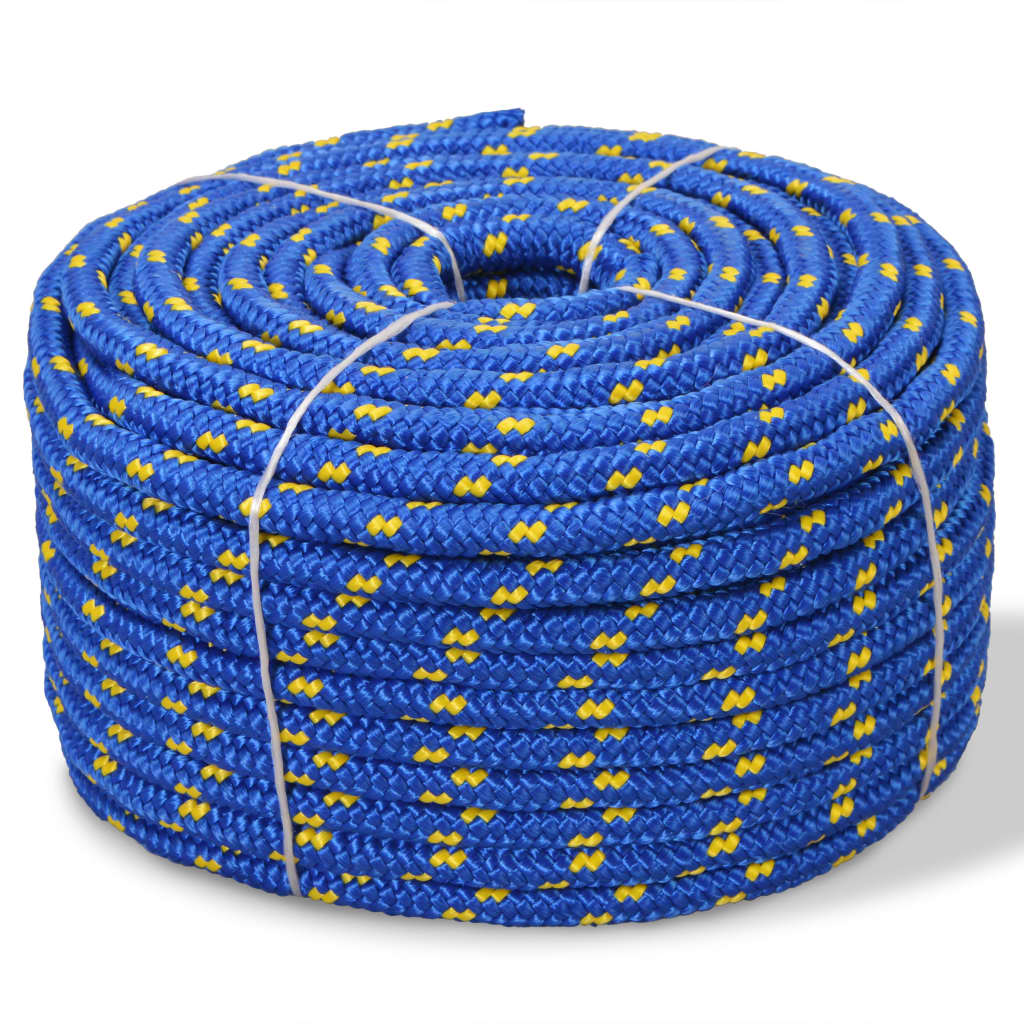 vidaXL pietauvošanās virve, 12 mm, 50 m, polipropilēns, zila