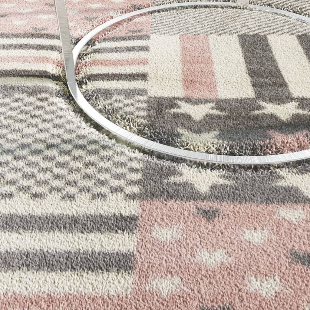 vidaXL bērnu paklājs, 120x170 cm, zvaigžņu raksts, rozā