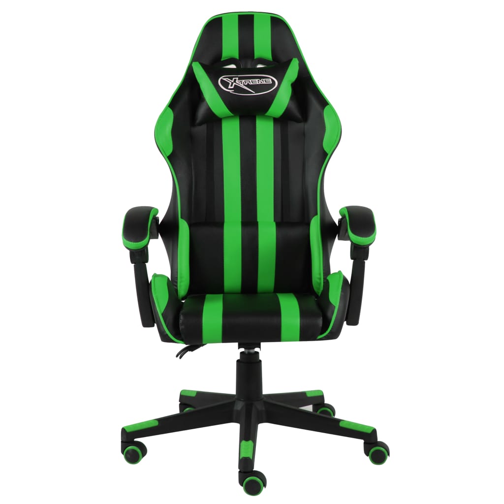 vidaXL biroja krēsls, melna un zaļa mākslīgā āda