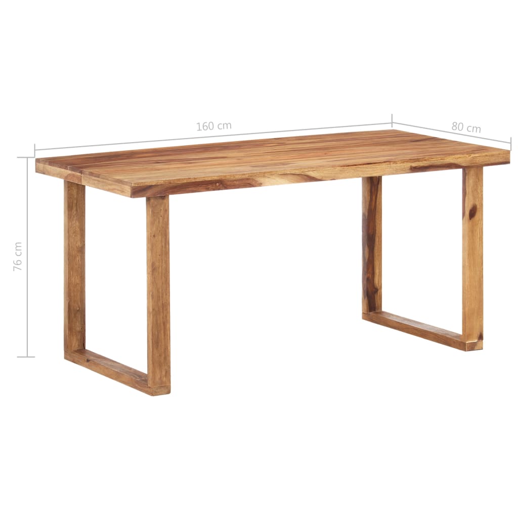 vidaXL virtuves galds, 160x80x76 cm, masīvs rožkoks