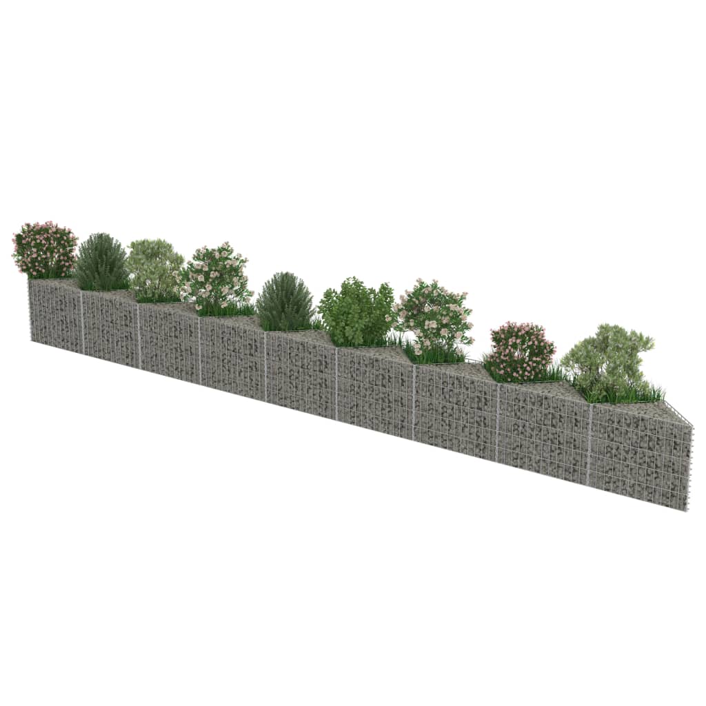 vidaXL gabiona siena, cinkots tērauds, 630x30x50 cm