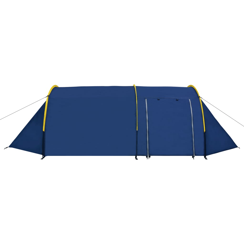 vidaXL četrvietīga telts, tumši zila ar dzeltenu