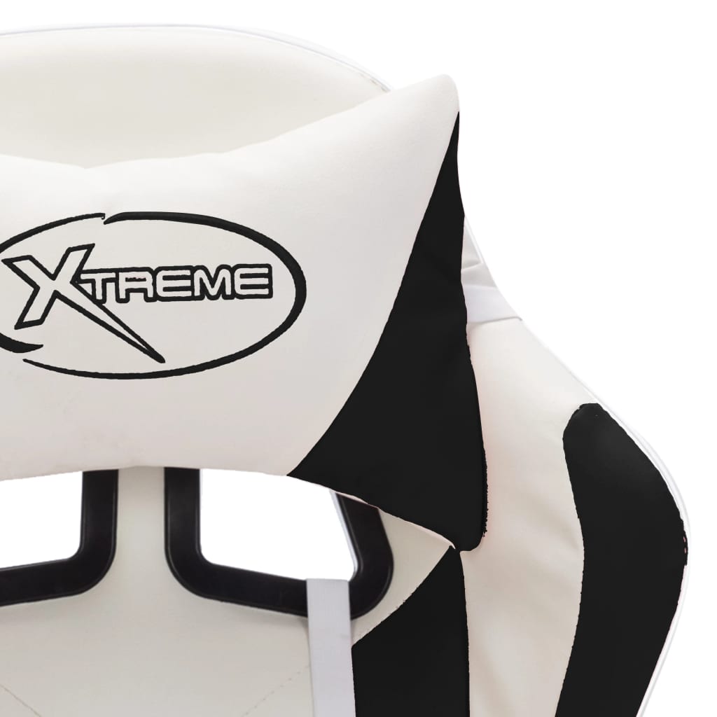 vidaXL biroja krēsls, RGB LED gaismas, balta un melna mākslīgā āda