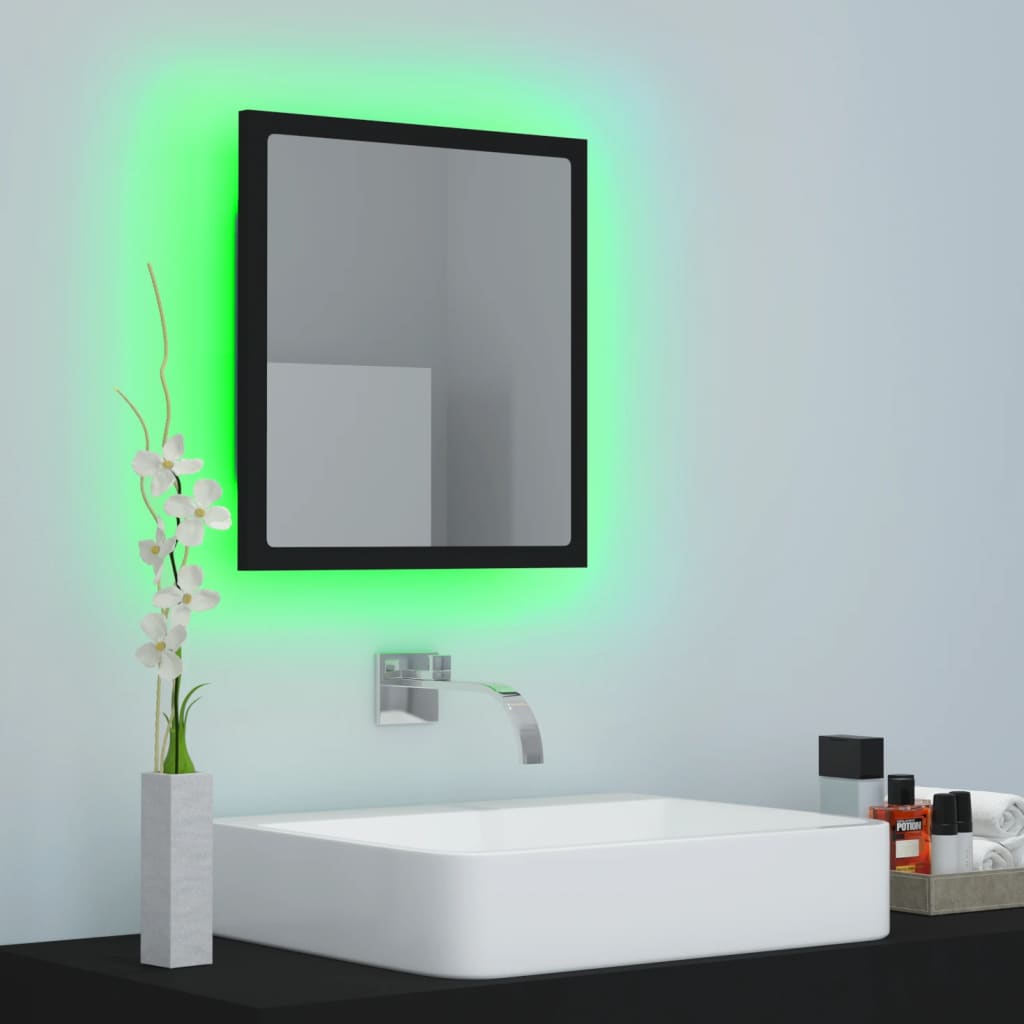 vidaXL vannasistabas spogulis, LED, melns, 40x8,5x37 cm, akrils