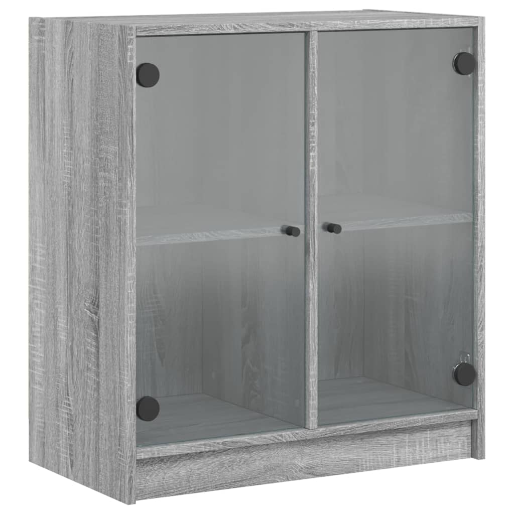 vidaXL skapītis ar stikla durvīm, pelēka ozola, 68x37x75,5 cm