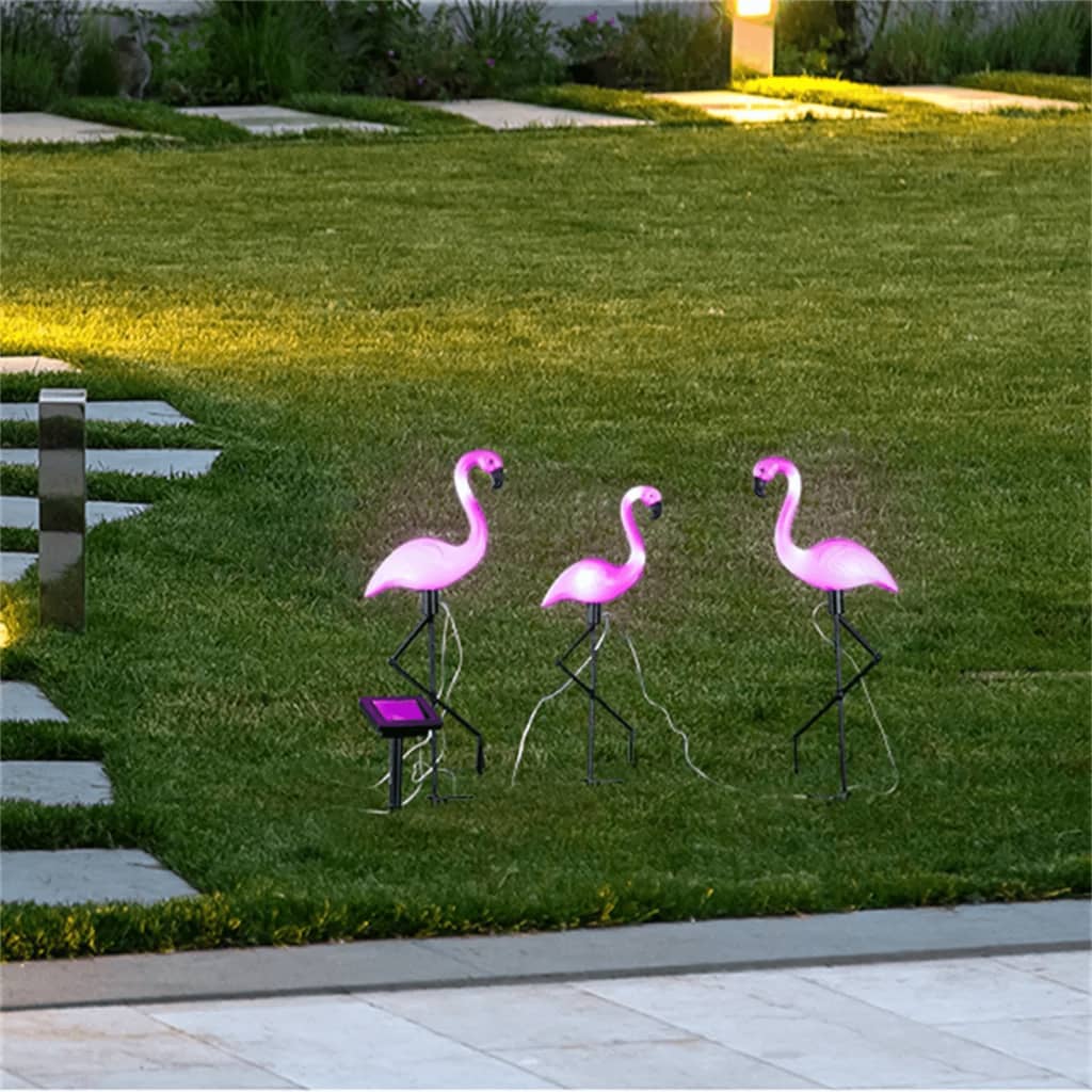 HI solārā LED dārza lampa Flamingo, 3 gab.