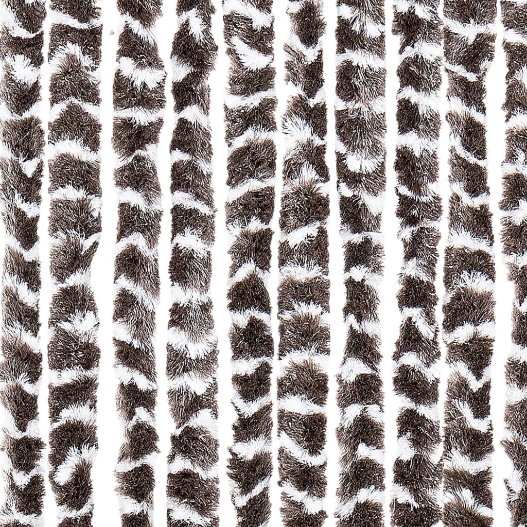 vidaXL kukaiņu aizkars, brūns un balts, 90x200 cm, šenils