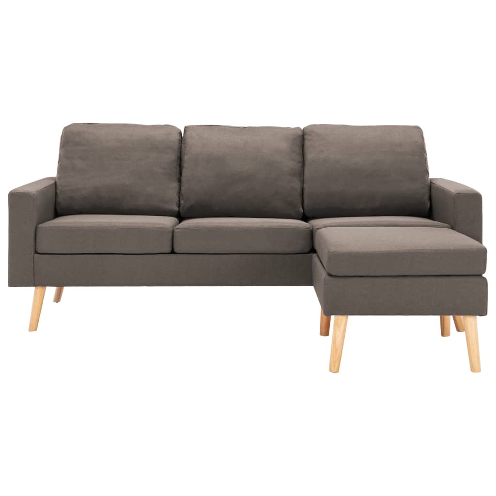 vidaXL trīsvietīgs dīvāns ar kājsoliņu, pelēkbrūns audums