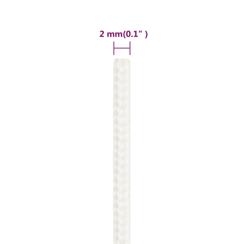vidaXL laivu virve, balta, 2 mm, 25 m, polipropilēns