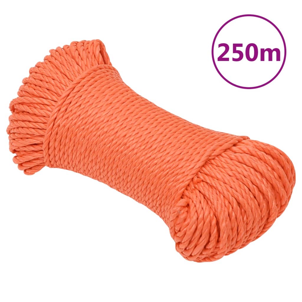 vidaXL darba virve, oranža, 6 mm, 250 m, polipropilēns