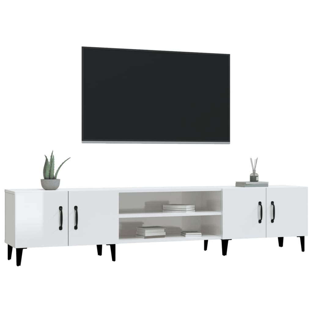 vidaXL TV skapītis, 180x31,5x40 cm, inženierijas koks, spīdīgi balts