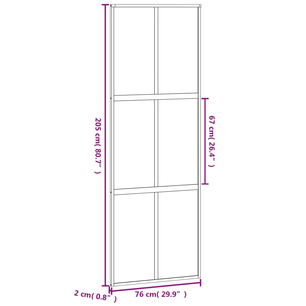 vidaXL bīdāmās durvis, baltas, 76x205 cm, rūdīts stikls un alumīnijs
