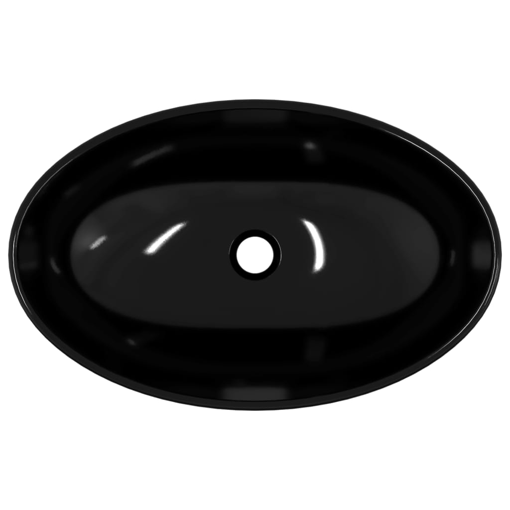 vidaXL izlietne, 54,5x35x15,5 cm, melns rūdīts stikls