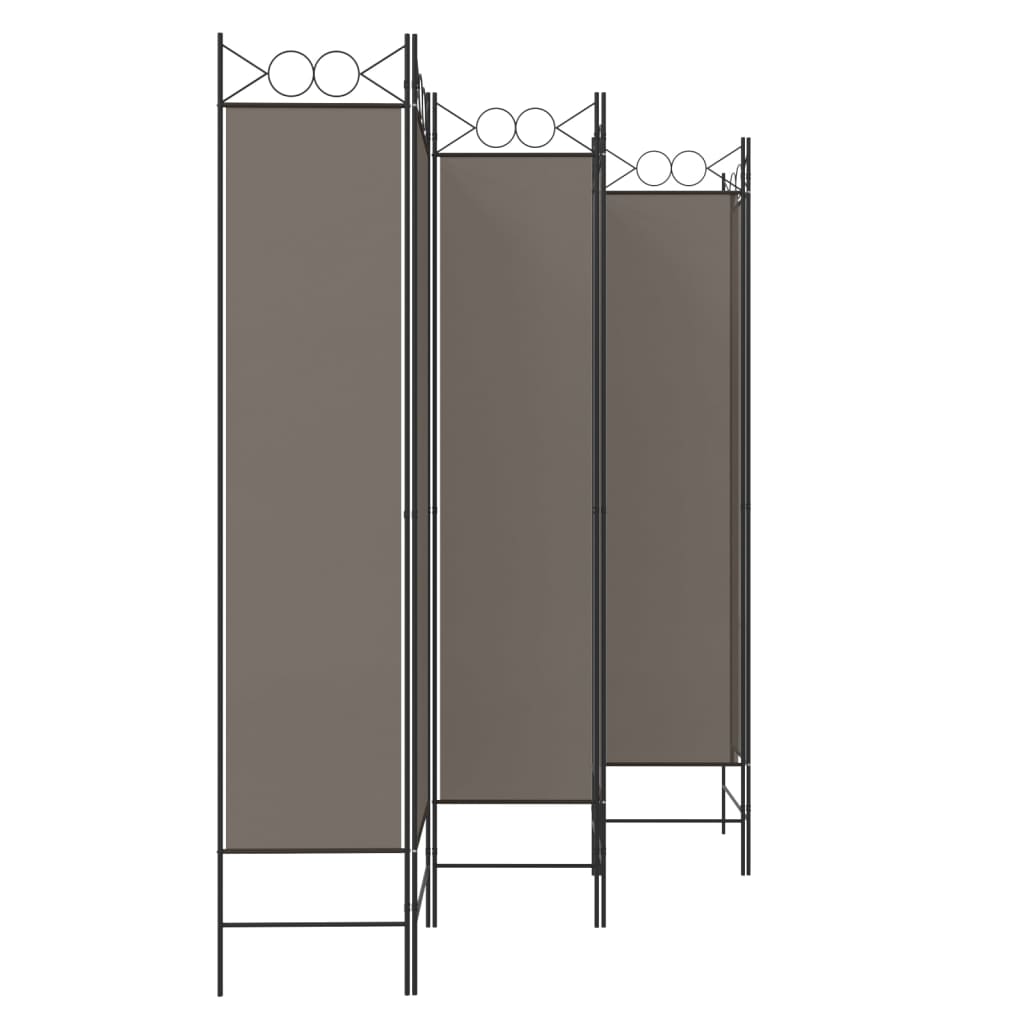 vidaXL 6-paneļu istabas aizslietnis, 240x200 cm, antracītpelēks audums