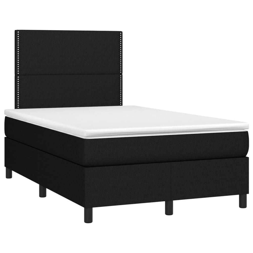 vidaXL atsperu gulta ar matraci, LED, melns audums, 120x190 cm