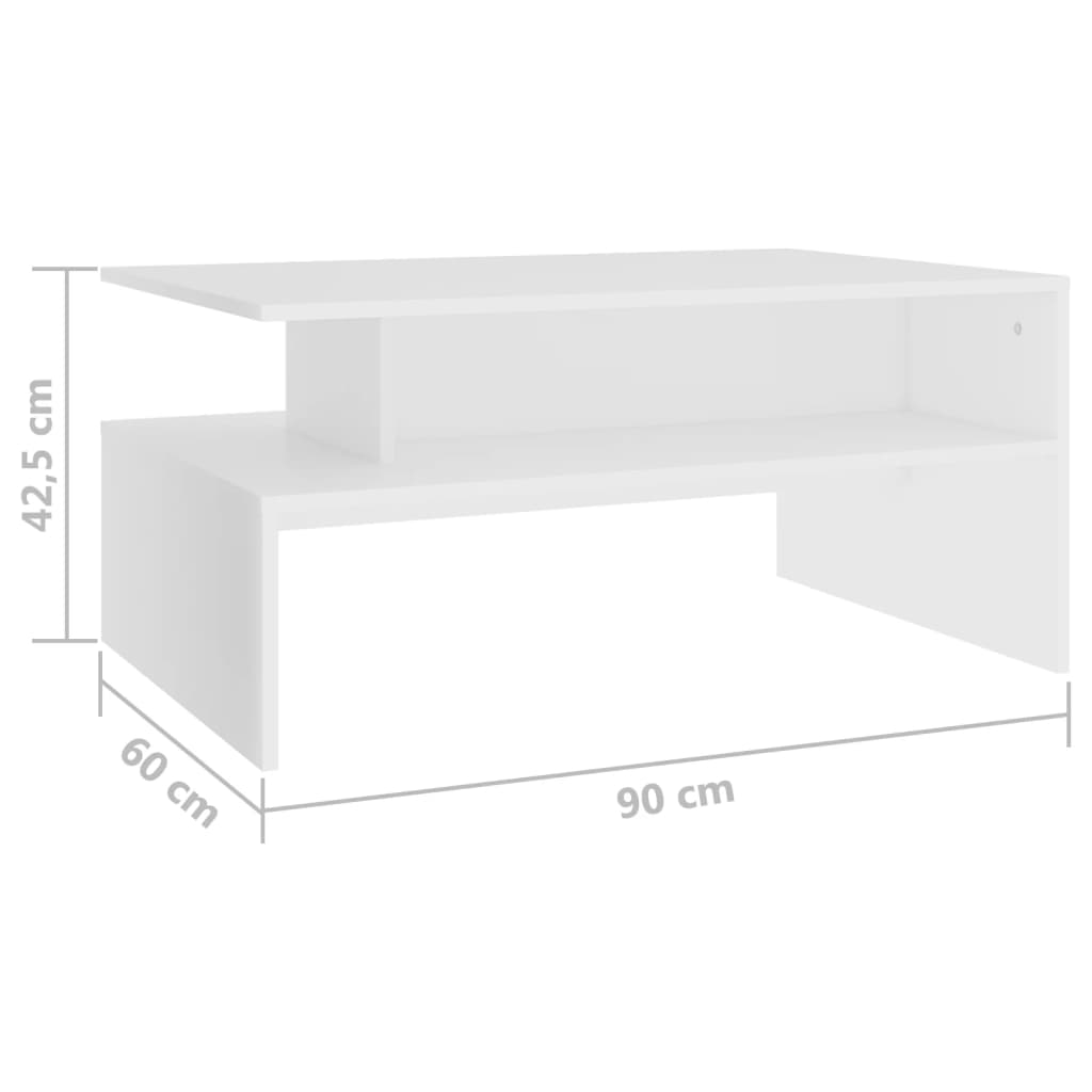 vidaXL kafijas galdiņš, balts, 90x60x42,5 cm, skaidu plāksne