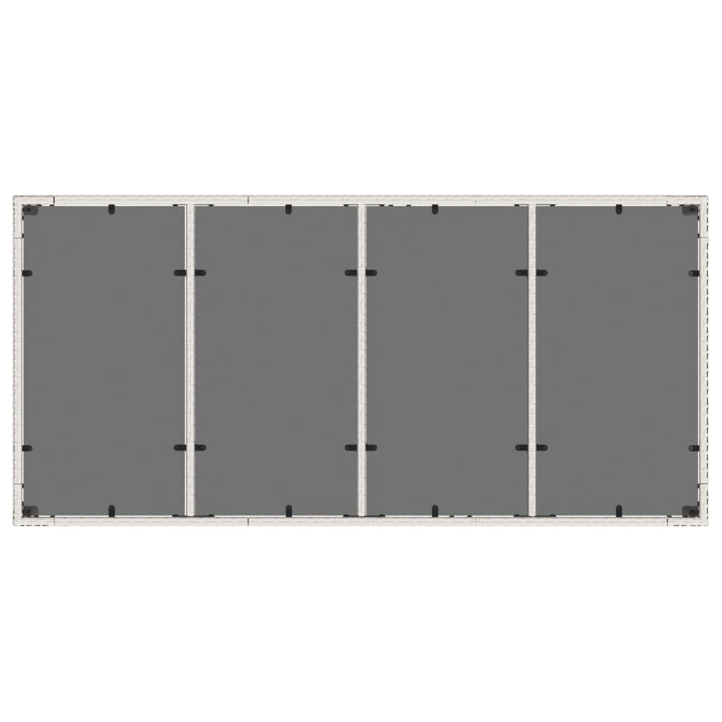 vidaXL dārza galds, stikla virsma, balts, 190x90x75 cm, PE rotangpalma