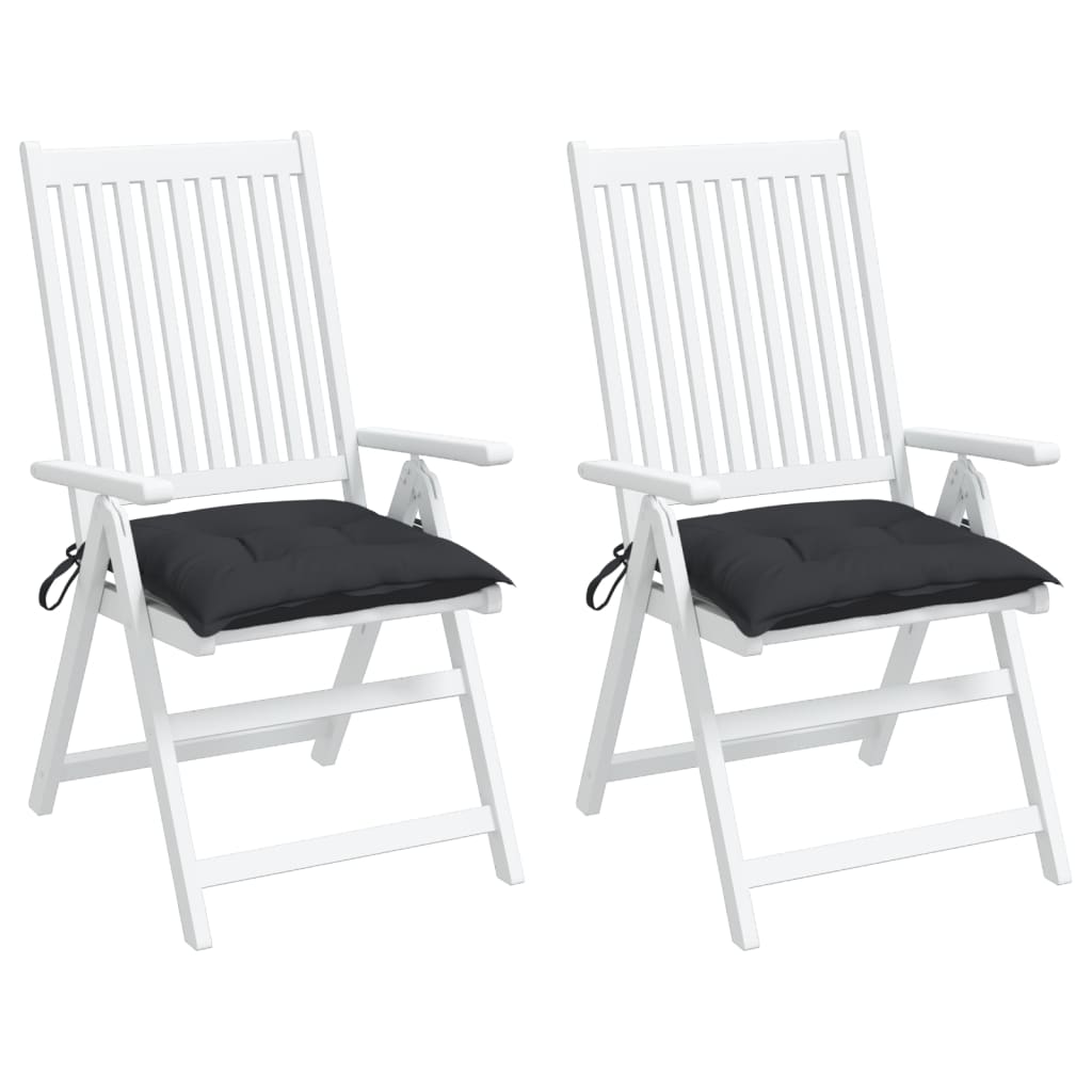 vidaXL dārza krēslu matrači, 2 gab., melni, 40x40x7 cm, audums