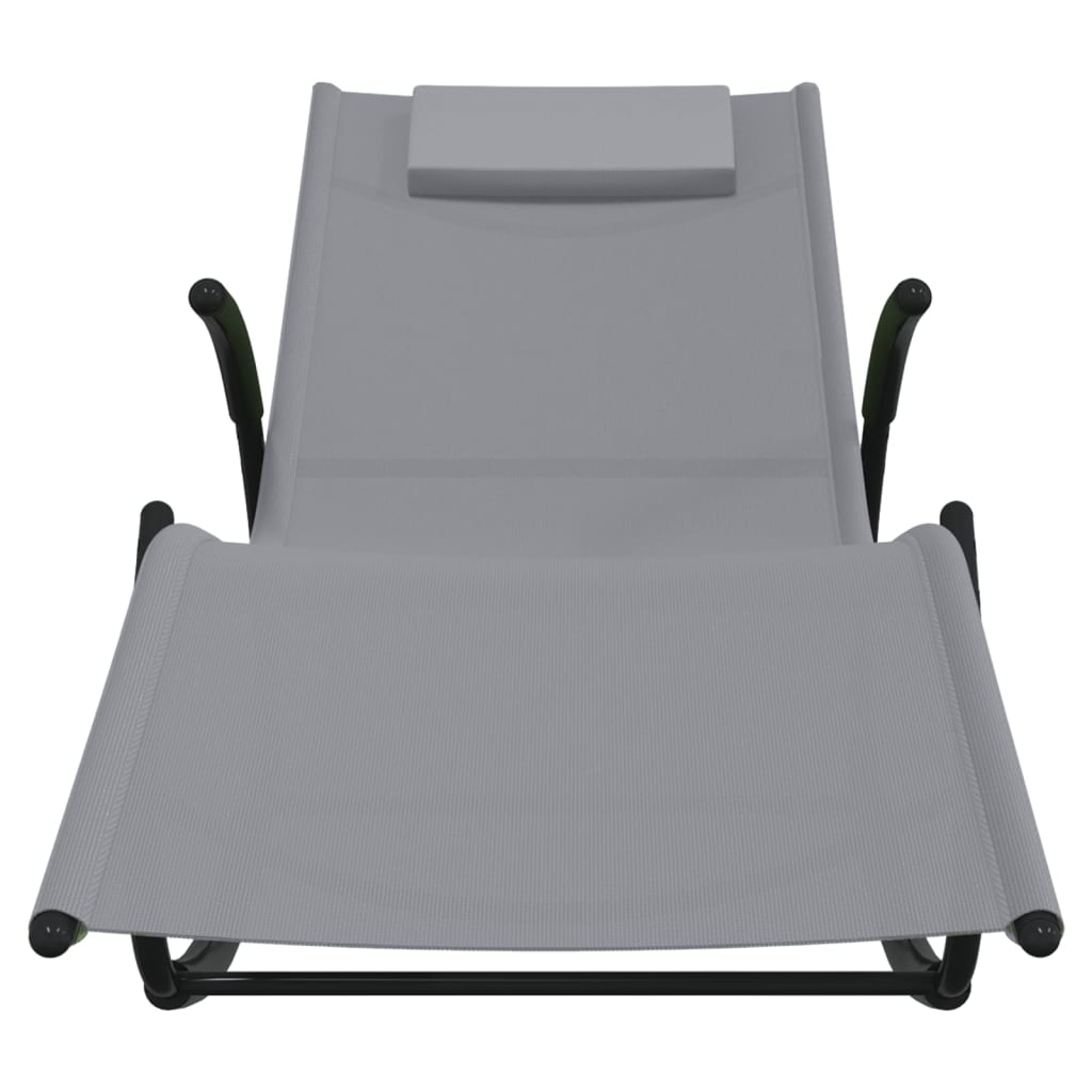 vidaXL sauļošanās šūpuļkrēsli, 2 gab., tērauds, pelēks tekstilēns
