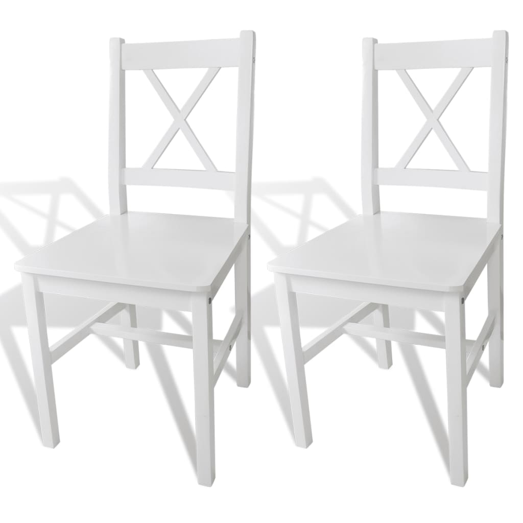 vidaXL virtuves krēsli, 2 gab., balti, priedes koks