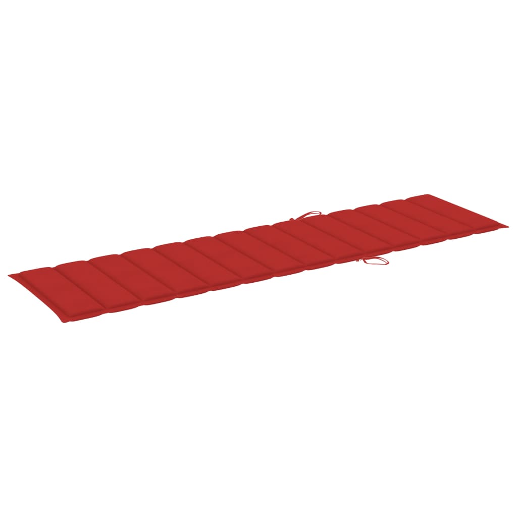 vidaXL sauļošanās zvilnis ar sarkanu matraci, masīvs tīkkoks