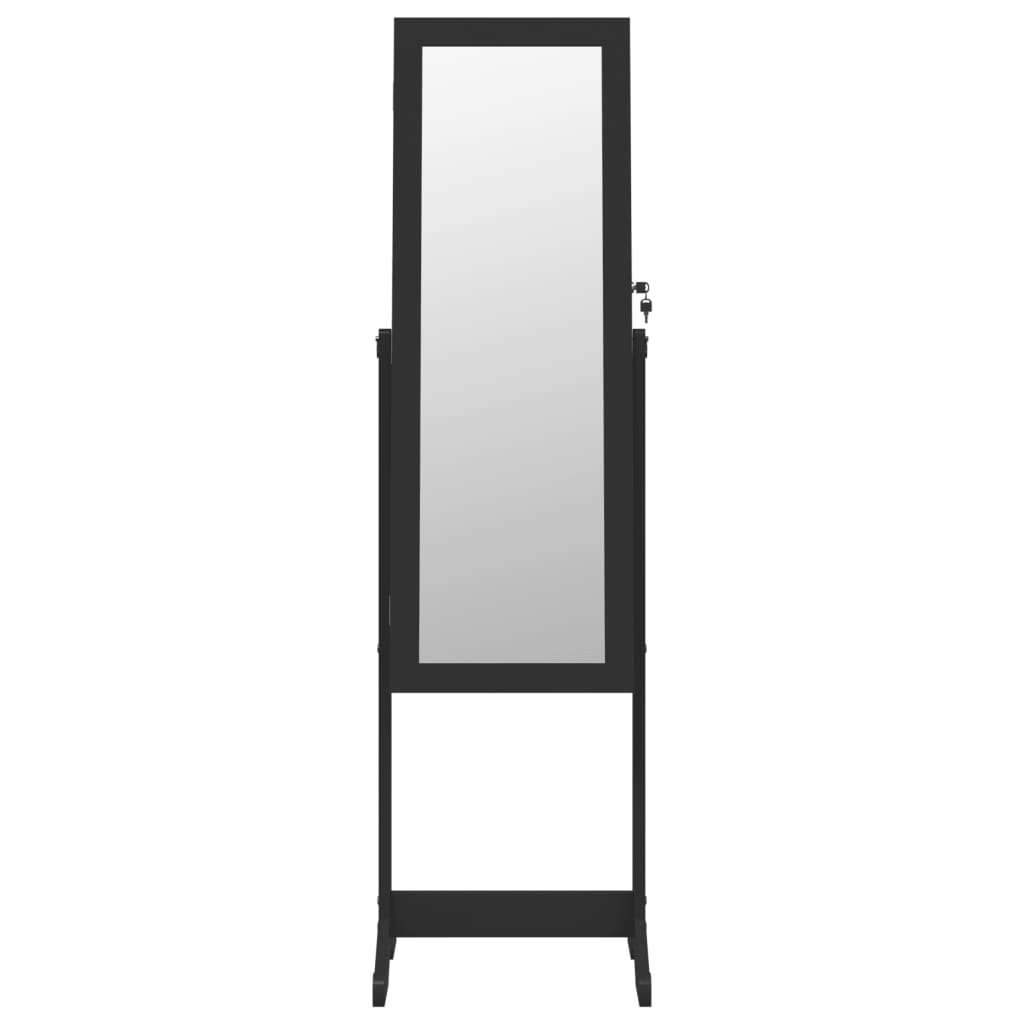 vidaXL rotaslietu skapis ar spoguli, LED gaismas, brīvi stāvošs, melns