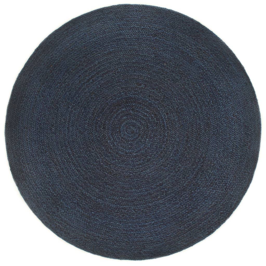 vidaXL pīts paklājs, divpusējs, 120cm, tumši zils, dabīga krāsa, džuta