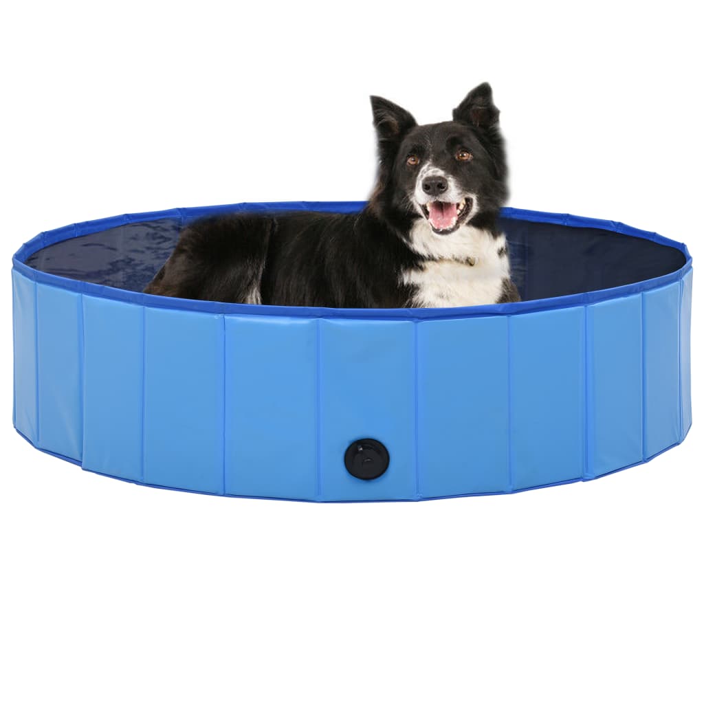 vidaXL suņu baseins, salokāms, zils, 120x30 cm, PVC