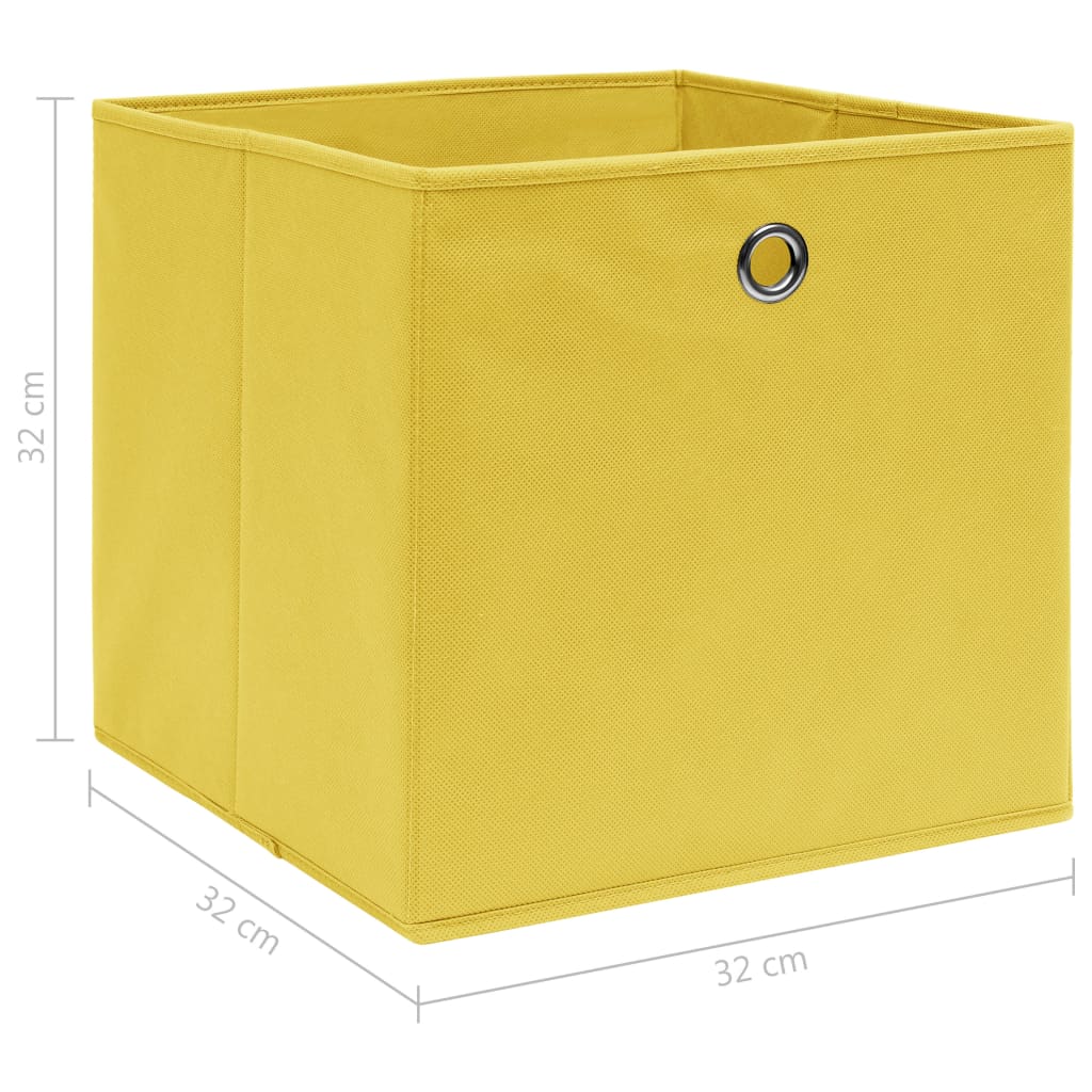 vidaXL uzglabāšanas kastes, 4 gab., dzeltenas, 32x32x32 cm, audums