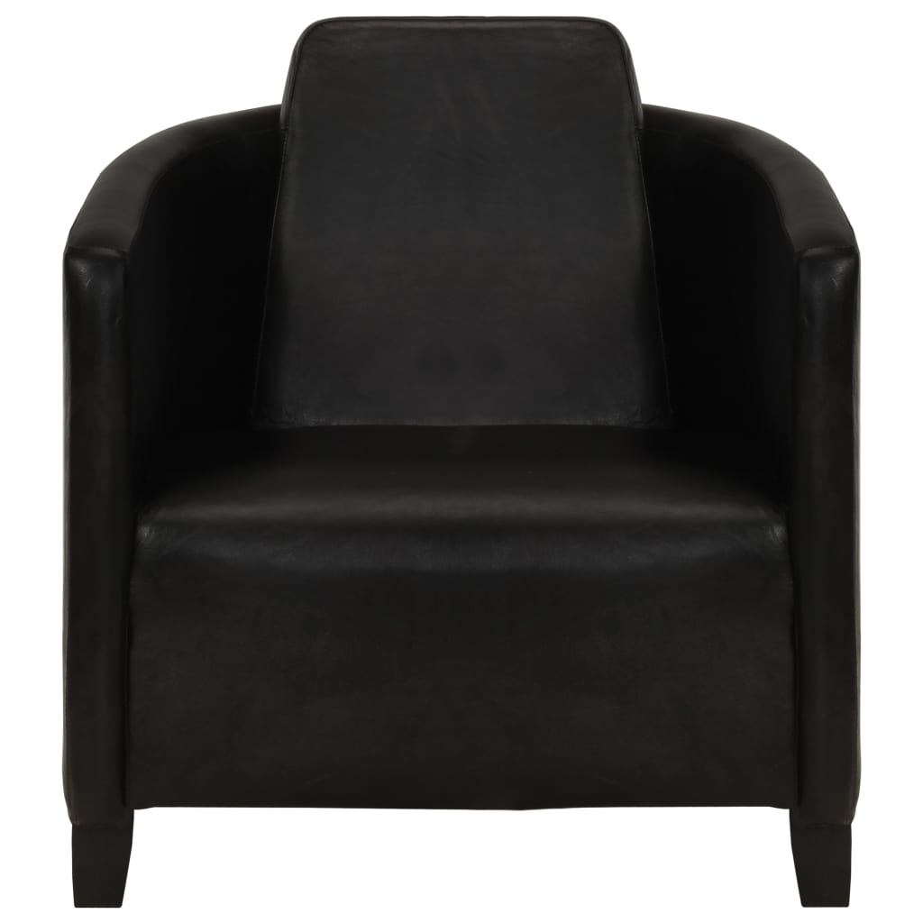 vidaXL atpūtas krēsls, melna dabīgā āda