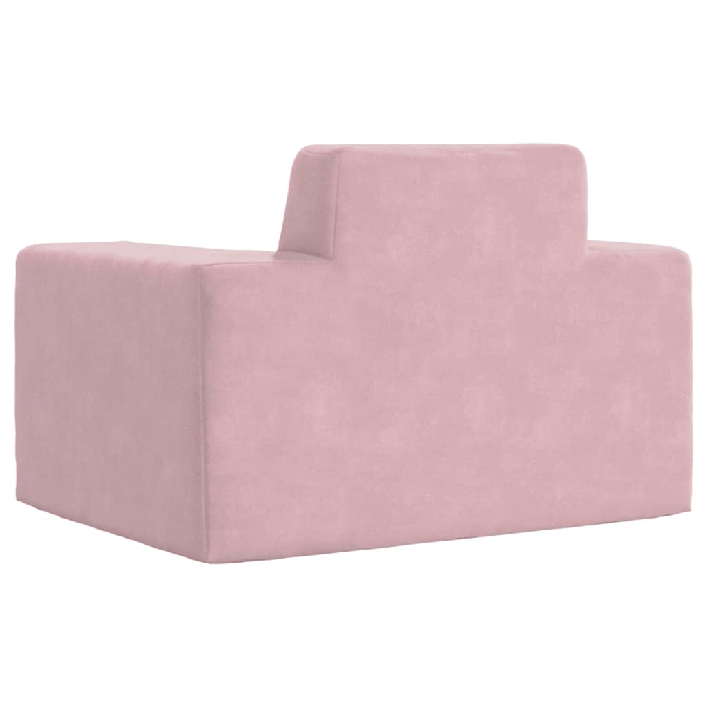 vidaXL bērnu dīvāns, rozā, mīksts plīšs