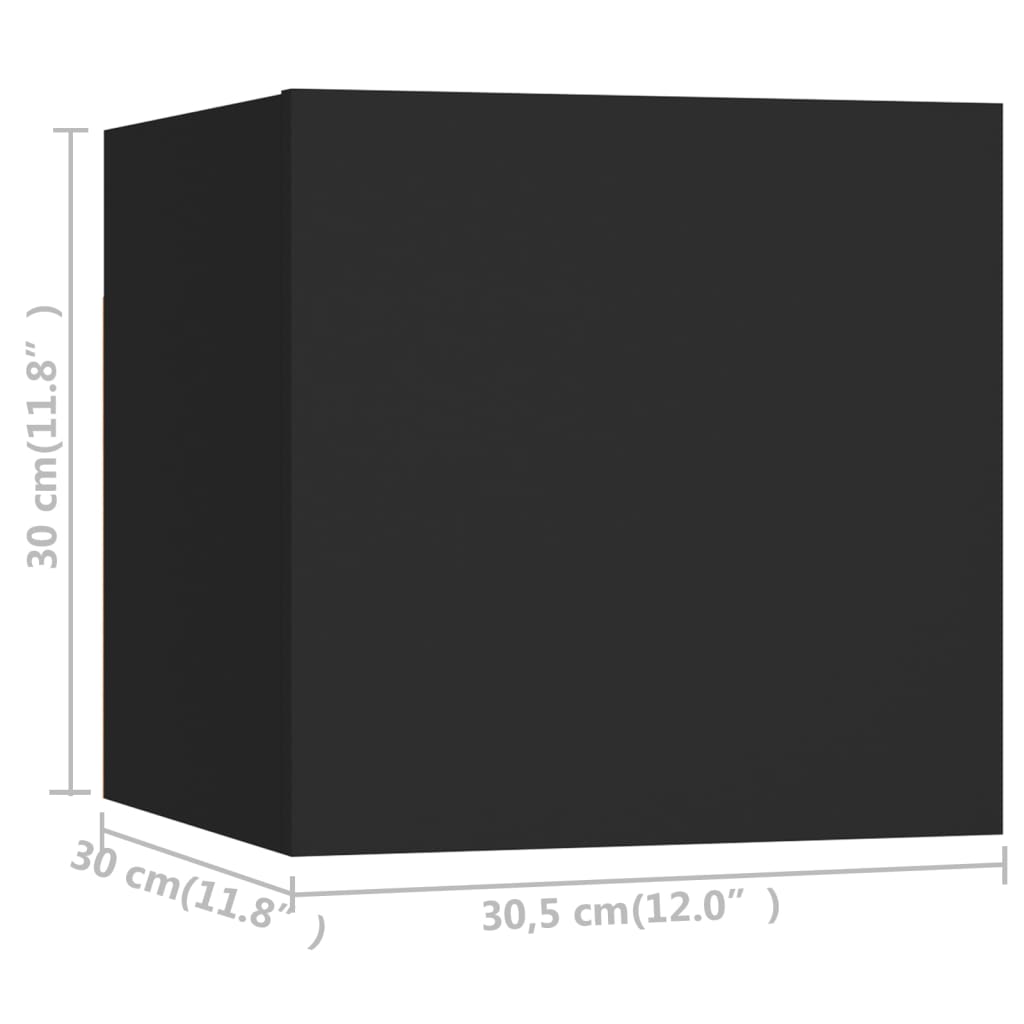 vidaXL sienas TV skapīši, 8 gab., melni, 30,5x30x30 cm