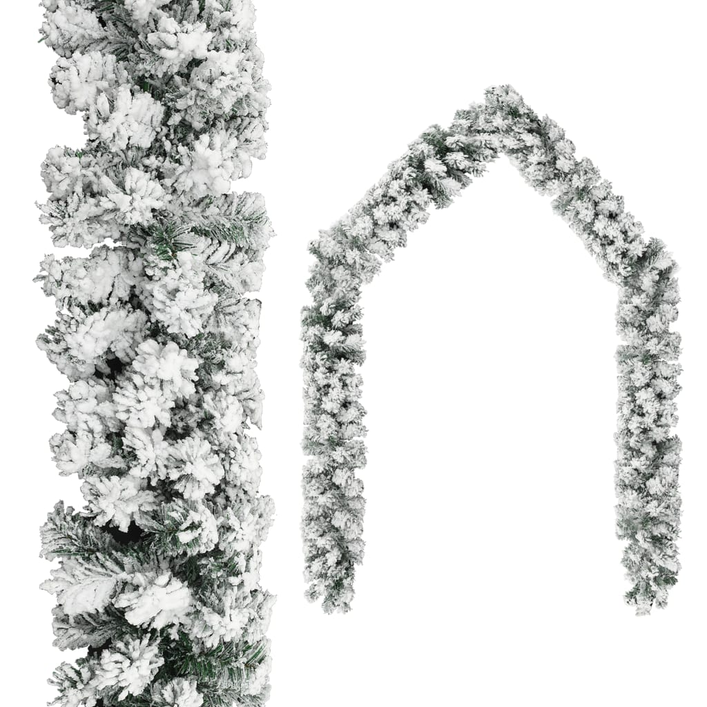 vidaXL Ziemassvētku vītne ar LED un sniegu, zaļa, 20 m, PVC