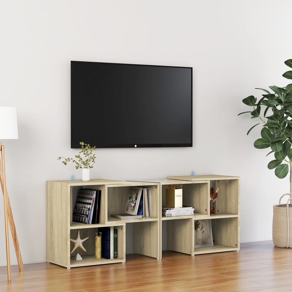 vidaXL TV plaukts, ozolkoka krāsa, 104x30x52 cm, skaidu plāksne