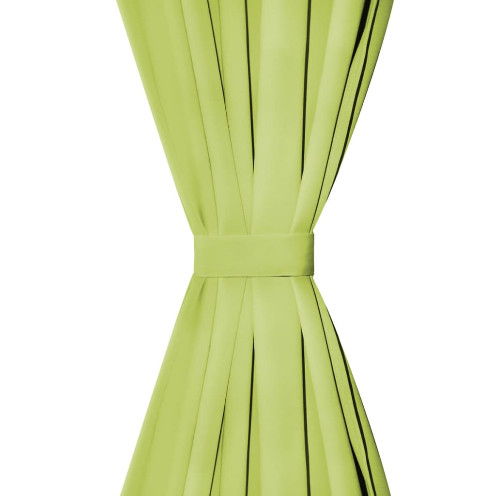 vidaXL aizkari ar cilpām, 2 gab., 140x225 cm, smalks satīns, zaļi