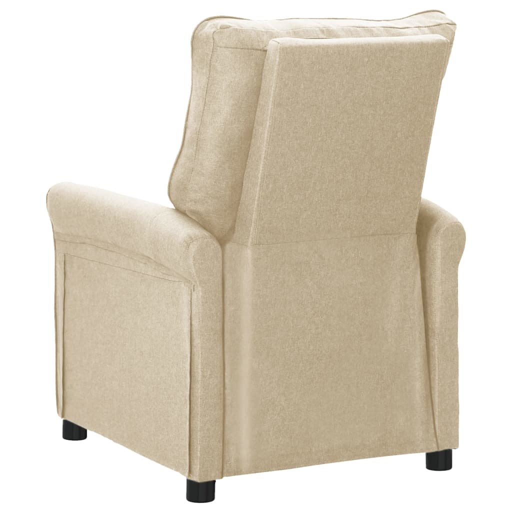 vidaXL atpūtas krēsls, atgāžams, krēmkrāsas audums
