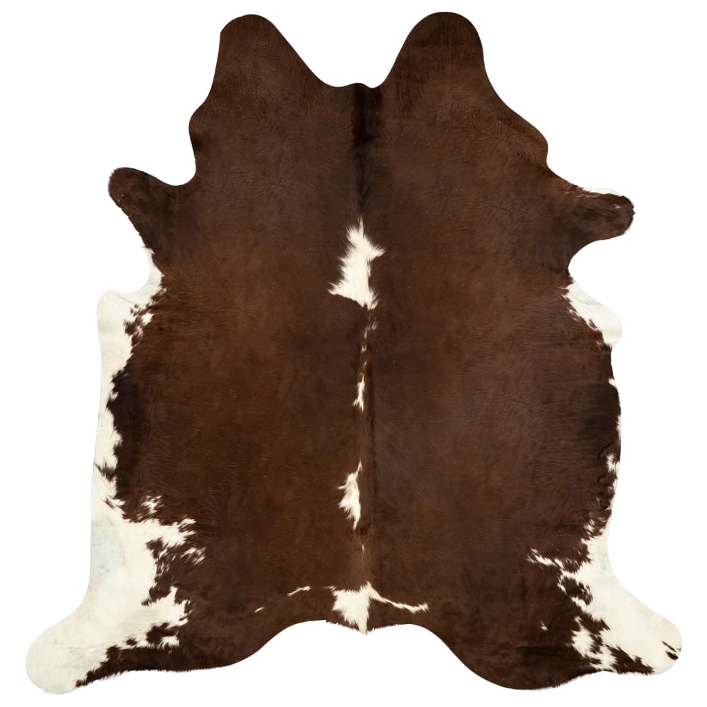 vidaXL zvērādas paklājs, dabīgā govs āda, 150x170 cm, brūns un balts