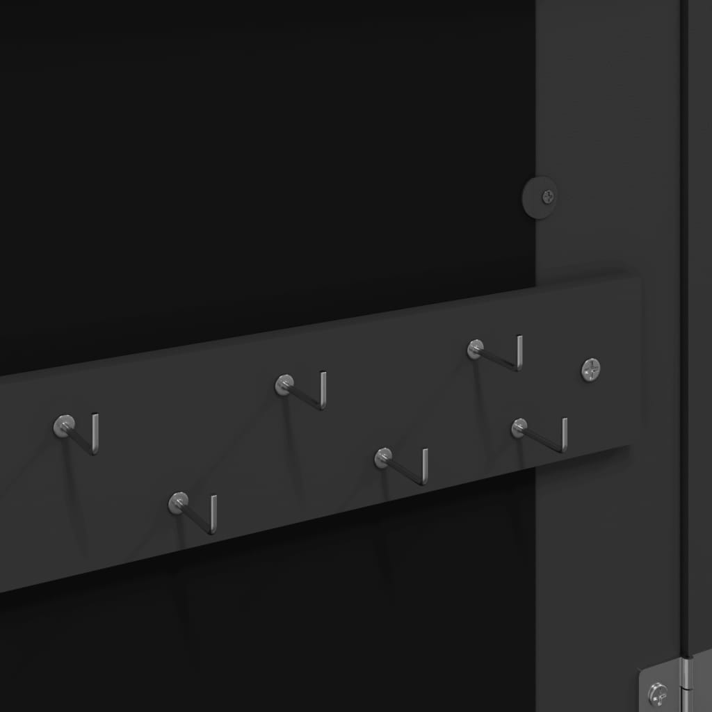 vidaXL sienas rotaslietu skapītis ar LED, melns