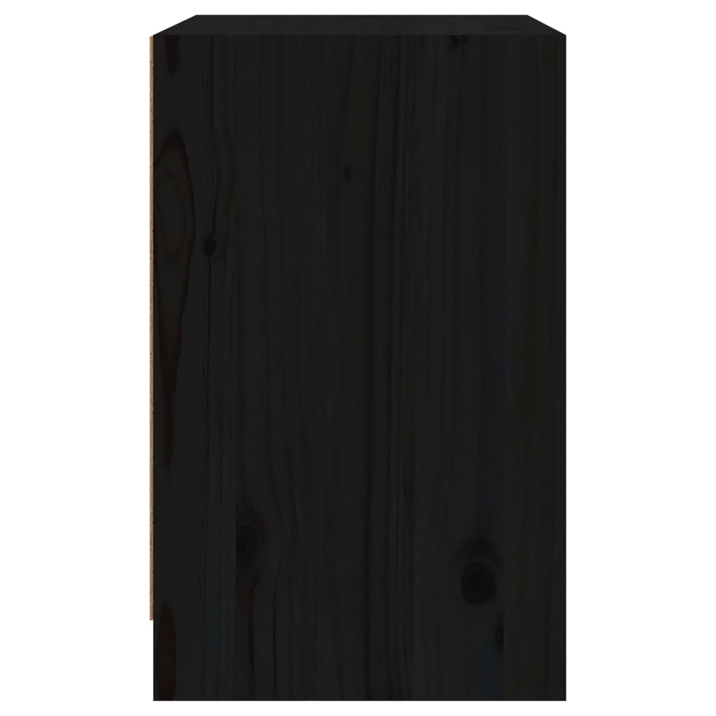 vidaXL naktsskapītis, melns, 40x31x50 cm, priedes masīvkoks