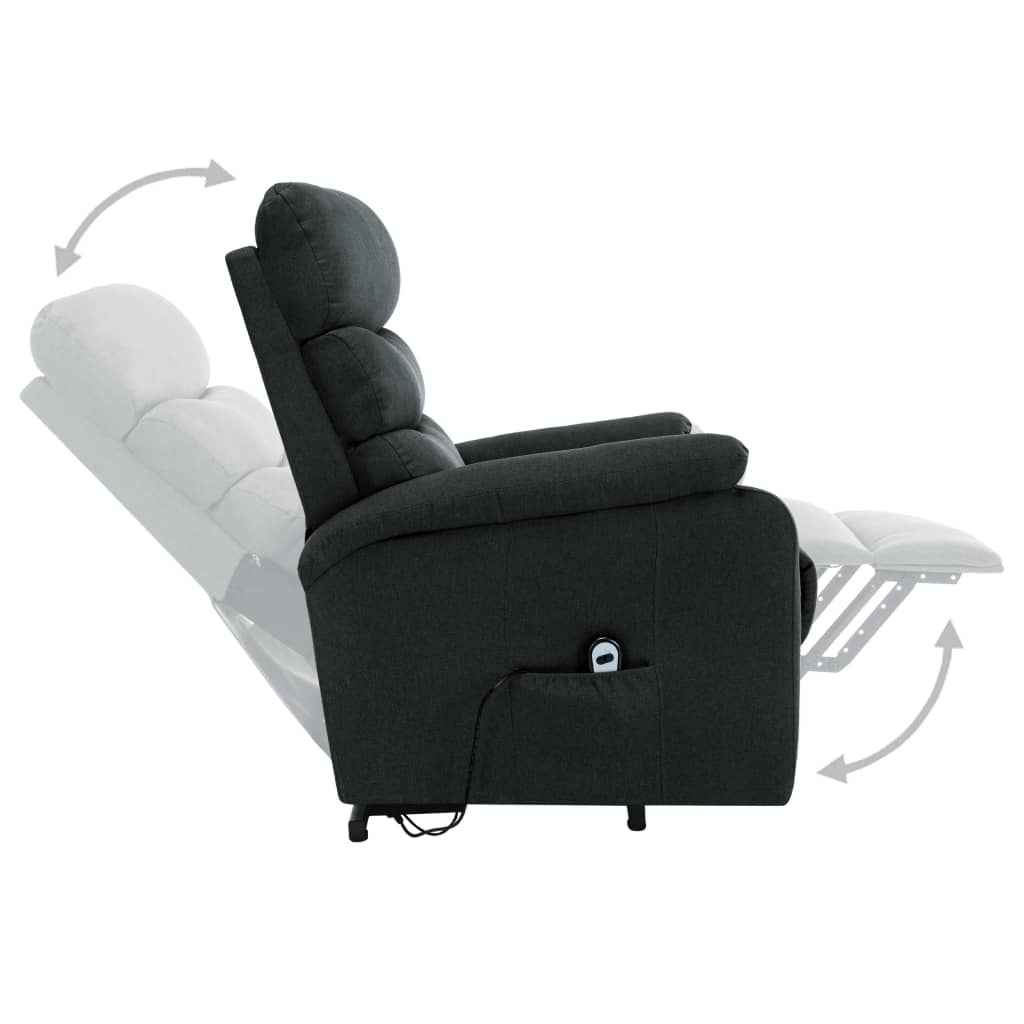 vidaXL masāžas krēsls, paceļams, tumši pelēks audums