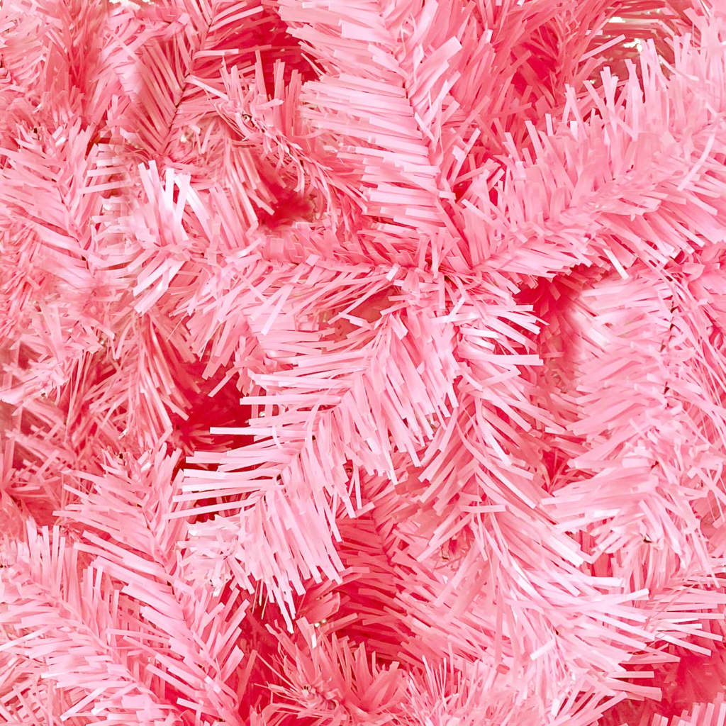 vidaXL izgaismota Ziemassvētku egle ar rotājumiem, rozā, 210 cm