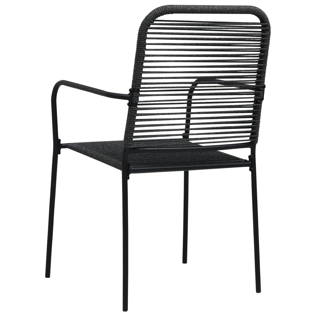 vidaXL dārza krēsli, 2 gab., kokvilnas virve un tērauds, melni