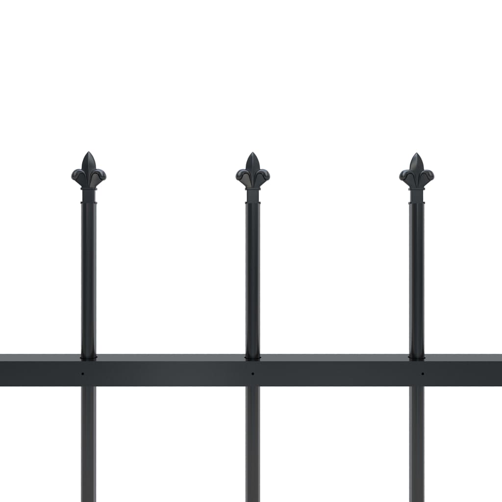 vidaXL dārza žogs ar pīķiem augšpusē, 10,2x1,2, melns tērauds