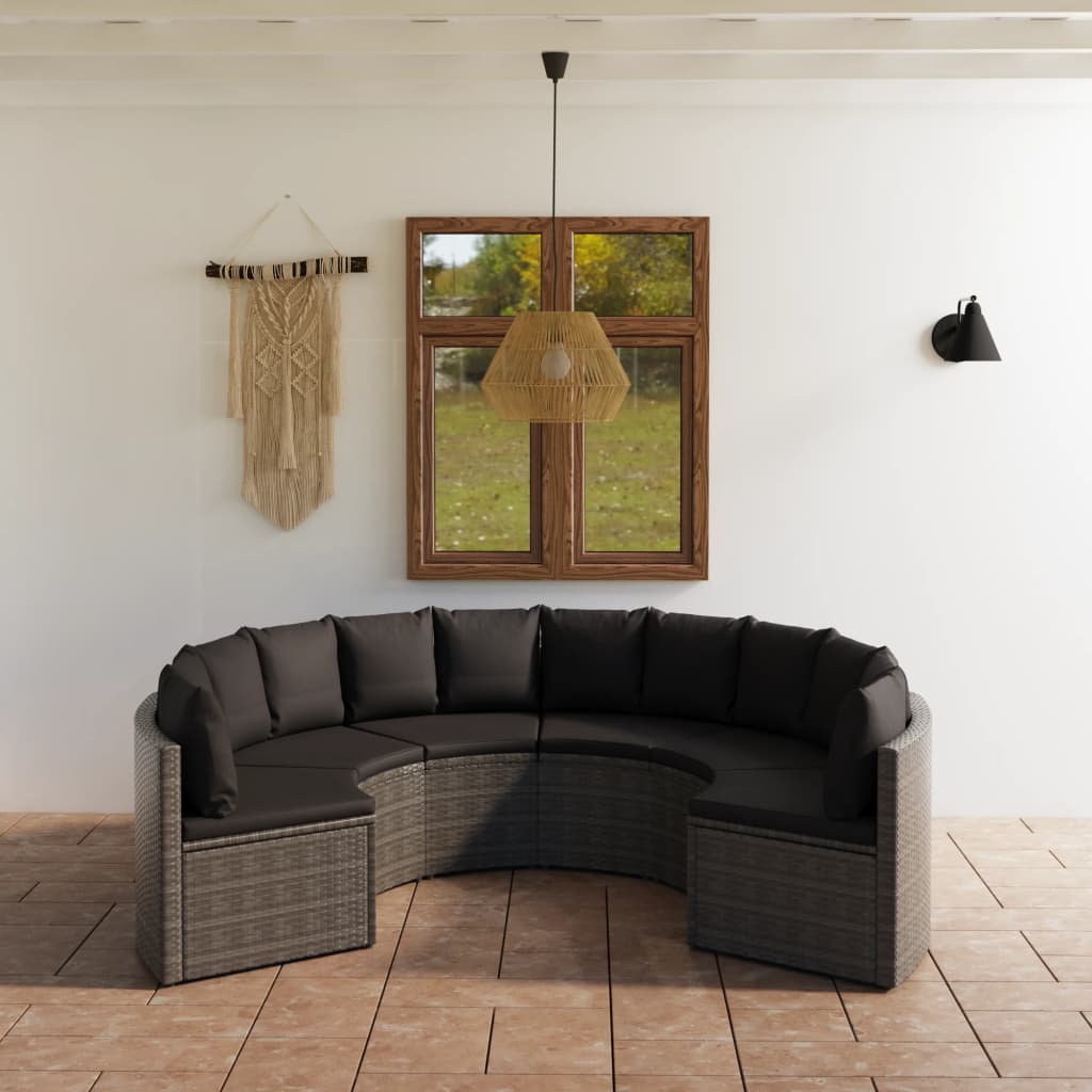 vidaXL 6-daļīgs dārza dīvānu komplekts ar matračiem, PE rotangpalma
