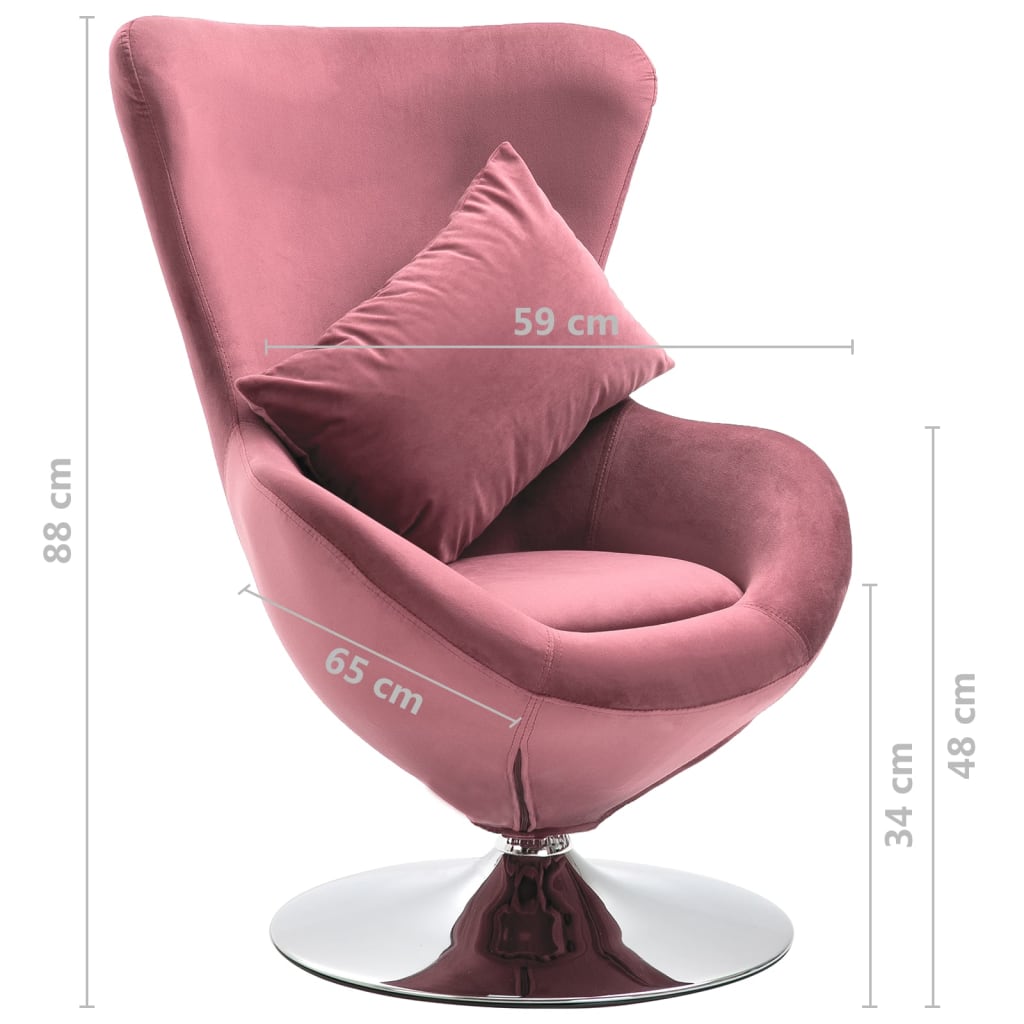vidaXL grozāms atpūtas krēsls ar spilvenu, rozā samts