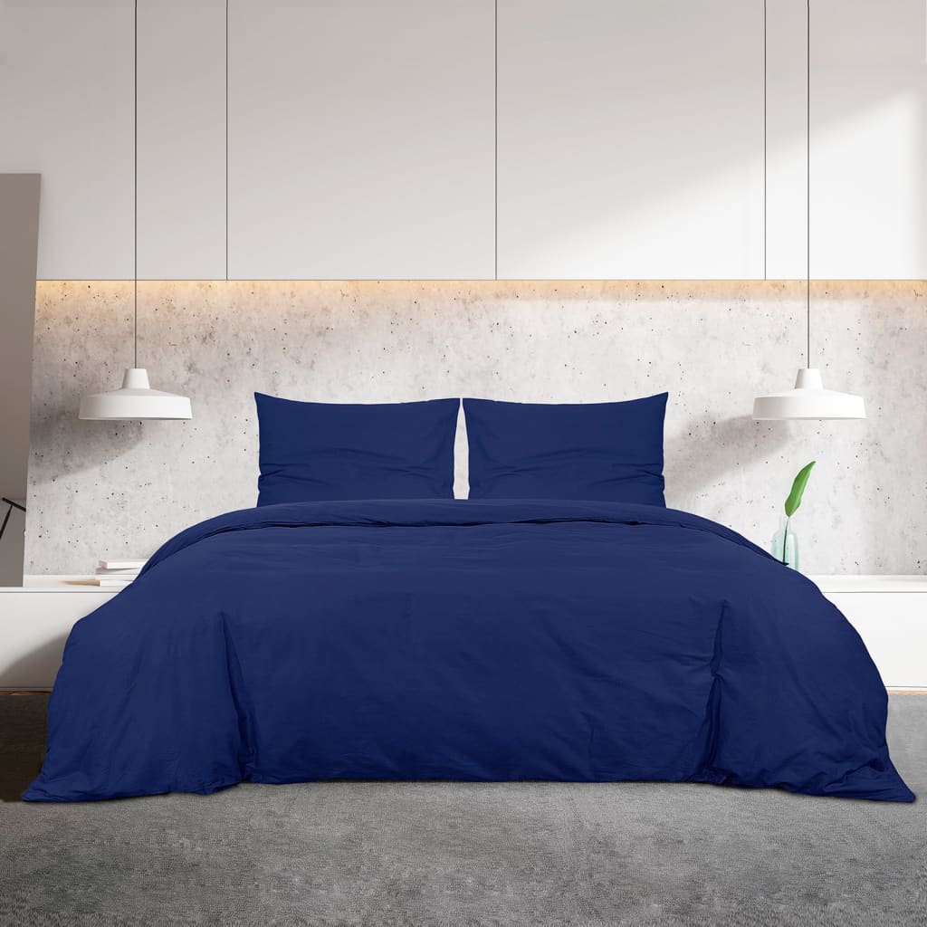 vidaXL gultasveļas komplekts, tumši zils, 135x200 cm, kokvilna