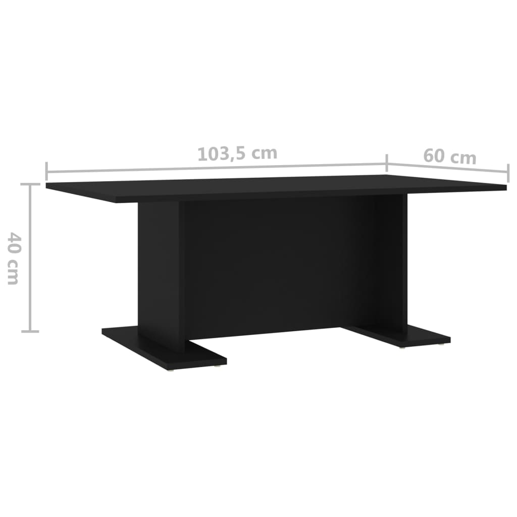 vidaXL kafijas galdiņš, melns, 103,5x60x40 cm, skaidu plāksne