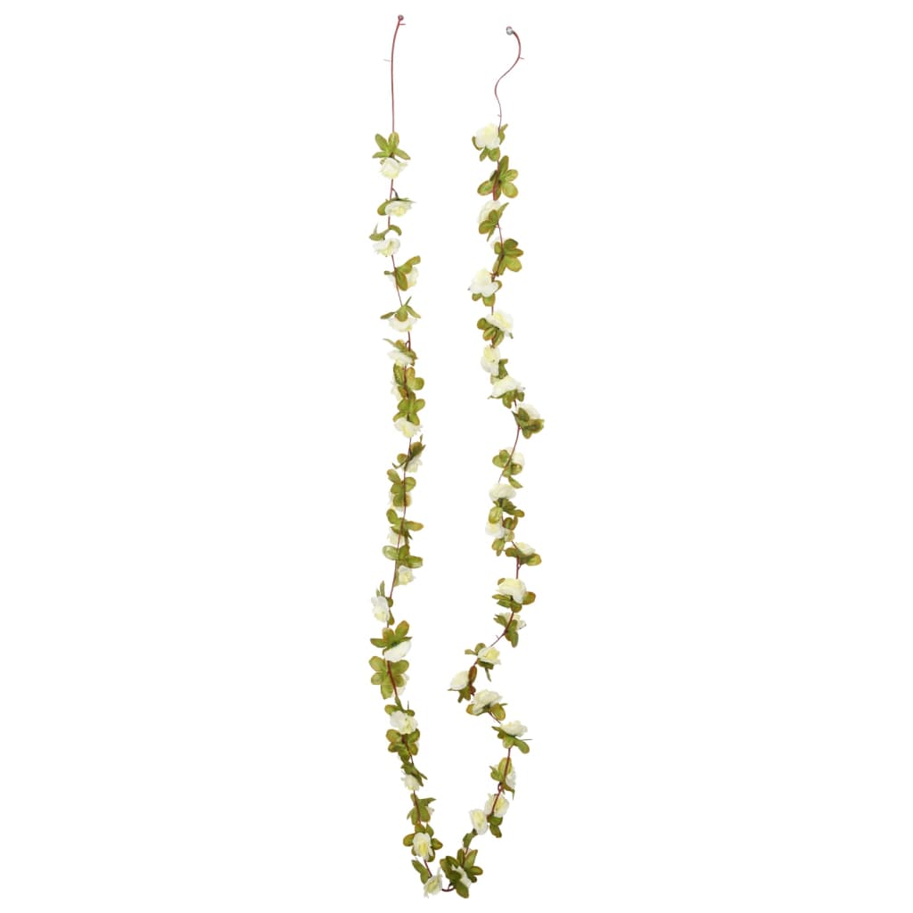 vidaXL mākslīgo ziedu vītnes, 6 gab., balts, 250 cm