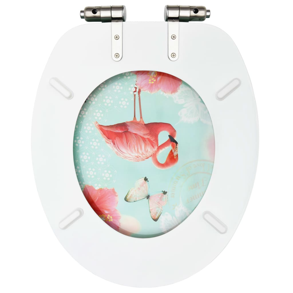 vidaXL tualetes poda sēdeklis, lēni aizverams, MDF, flamingo dizains
