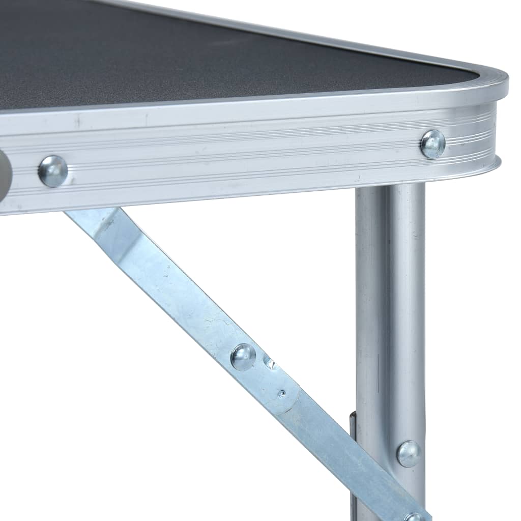 vidaXL saliekams kempinga galds, pelēks alumīnijs, 60x45 cm